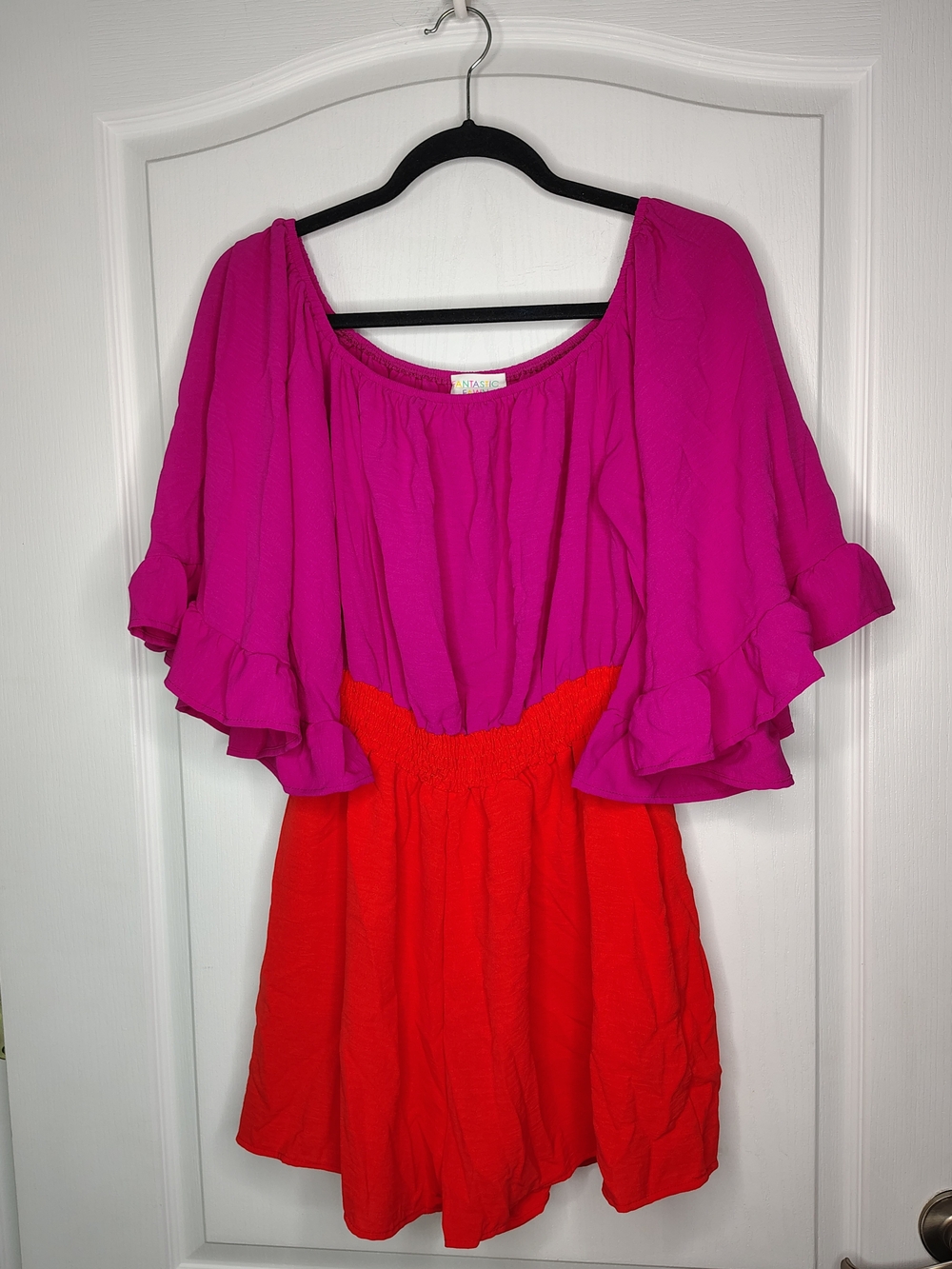 Fantastic Fawn Fuchsia Off-Shoulder Romper